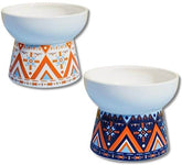 KUTKUT 2 Set Ceramic Small Dogs Food Or Water Bowl, Raised Cat Feeder Dishes with Stand, Elevated Pet Food Bowl for Cats and Small Dogs, Stress Free Backflow Prevention & Anti Vomiting - kutk